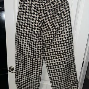 Burberry Black and White Houndstooth Trousers